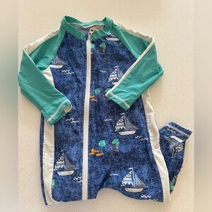 Blue and Green Sailboat Print SPF Sun Protective Outfit